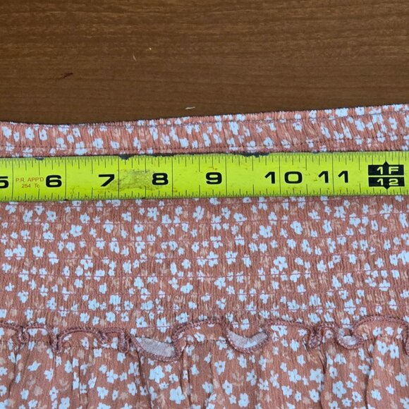 NWOT Floral Print Mini Skirt XL Smocked Waist Cottagecore BOHO Hippie Rose - Picture 7 of 9